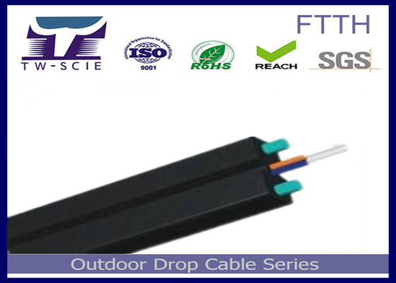 1-4 핵심 FTTH 드롭 케이블 FRP / 철강 강도 부재는 평평한 광케이블을 커버했습니다