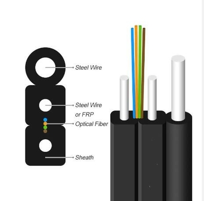 자부장형 FTTH 드롭 케이블 1 코어 ~ 4 코어 실내 외관 오버헤드 광섬유 케이블