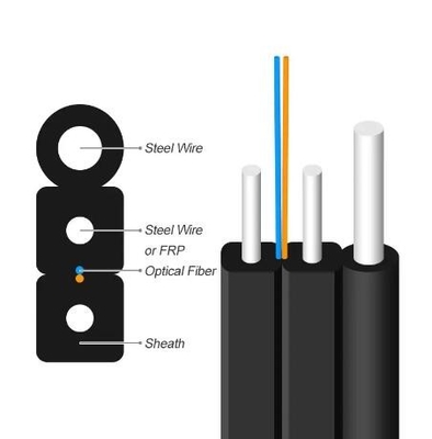 FTTH 실내 외관 GJYXCH 광섬유 광학 드롭 케이블 FRP/스틸 G657A 1 2 4 코어 싱글 모드 LSZH 재킷 광섬유