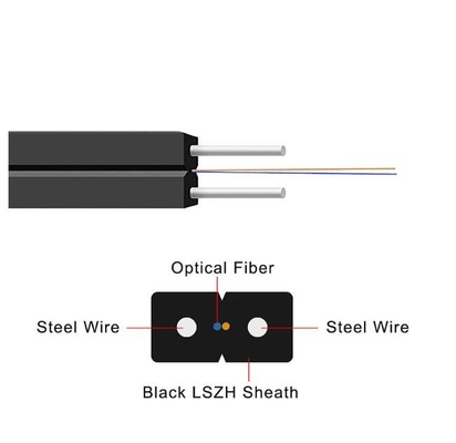 FTTH 드롭 케이블 와이어 1 코어 2 코어 스틸 LSZH 광섬유 케이블 실내 및 외부