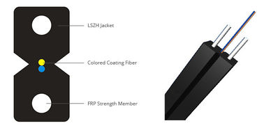 2*0.45mm 강선 강도 부재와 컴퓨터 네트워크에서 검은 LSZH 덮개 FTTH 광파이버