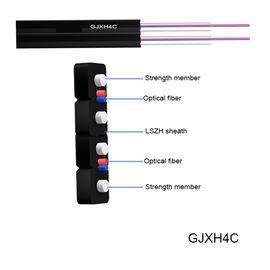 GJXH4C 하락 케이블 실내 FTTH 하락 케이블 2 핵심 단일 모드 광섬유 케이블