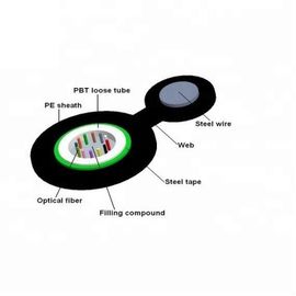GYXTC8S HDPE 검정 외부 칼집 야외 광섬유 케이블 Uni-tube 그림 8 모양 단일 와이어 메신저