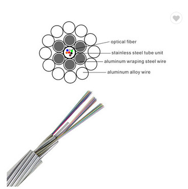 24/48 핵심 광복합 가공지선 광섬유 케이블 단일모드 G652d 권력 광복합 가공지선 아에이르랄 전선